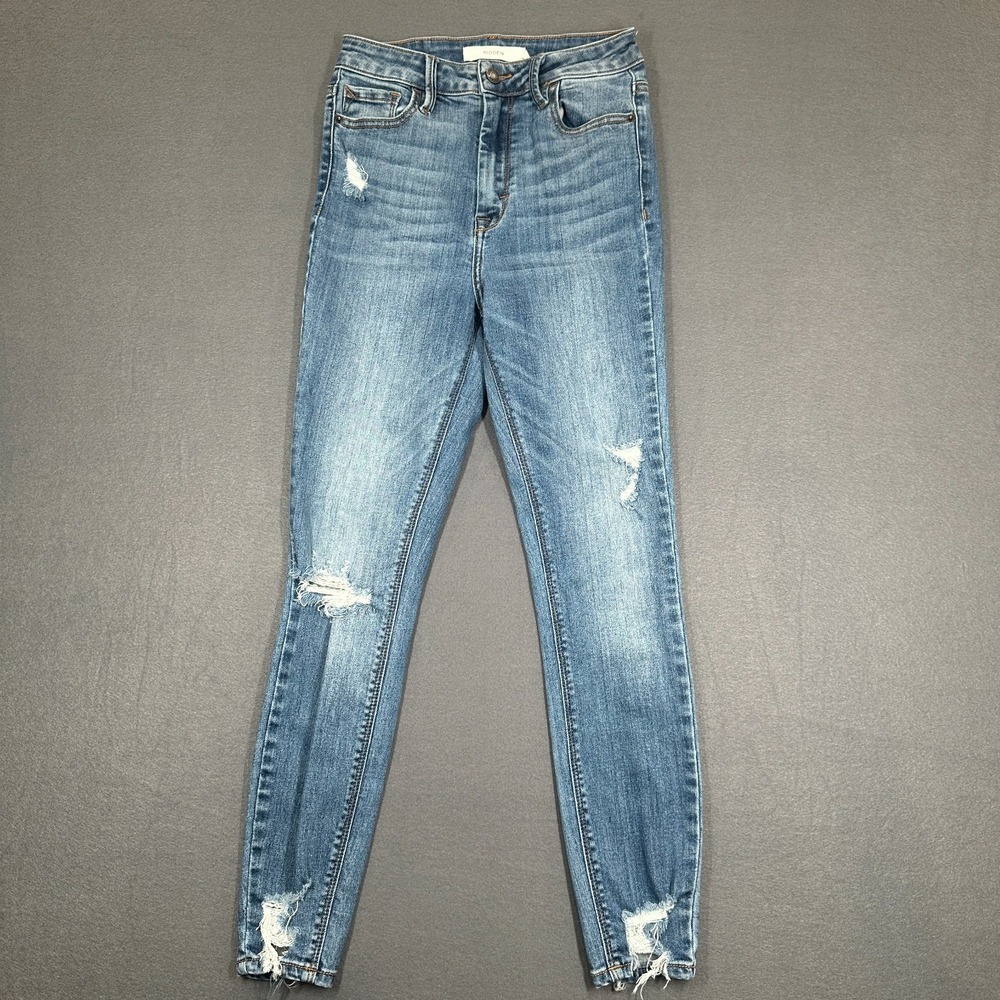 Hidden Jeans Womens 25 Blue Distressed Denim Skinny Leg High Rise Whiskering Y2K